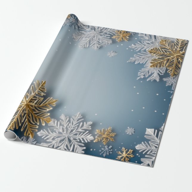 Winter-themed paper with delicate silver snowflake (Unrolled)