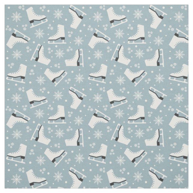 Winter themed pattern with ice skates fabric (Swatch)