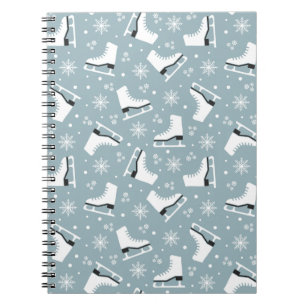 Winter themed pattern with ice skates notebook