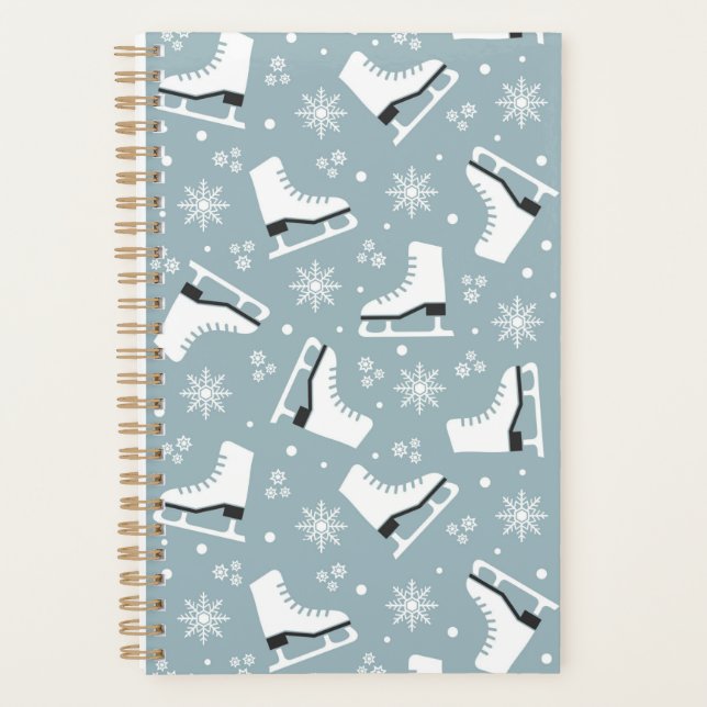 Winter themed pattern with ice skates planner (Front)