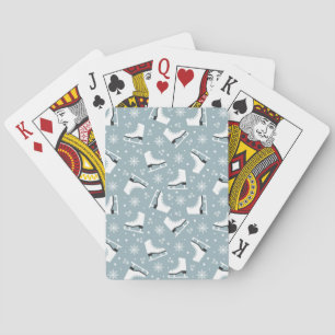 Winter themed pattern with ice skates playing cards