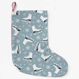 Winter themed pattern with ice skates small christmas stocking