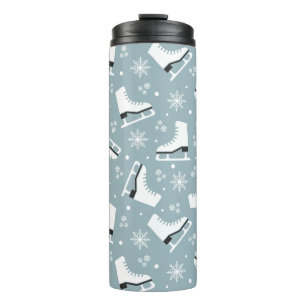 Winter themed pattern with ice skates thermal tumbler