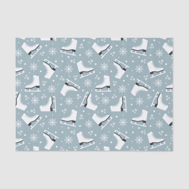 Winter themed pattern with ice skates tissue paper (Front)