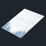 Winter themed pine trees lined notepad<br><div class="desc">This winter themed pine trees lined notepad features a serene watercolor border of frosty blue evergreens set against a soft blue and white background. The tranquil woodland design evokes a peaceful and rustic winter atmosphere, perfect for pretty note taking, letter writing, seasonal messages, or to do lists. Its delicate snow...</div>