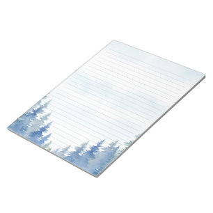 Winter themed pine trees lined notepad
