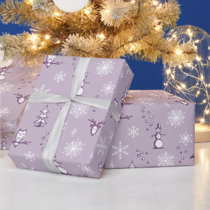 Winter Things Wrapping Paper - Dust, Plum, Snow