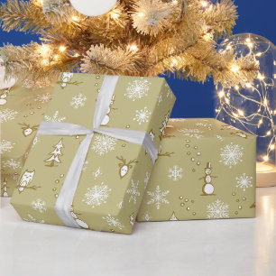 Winter Things Wrapping Paper - Gold, Ochre, Snow