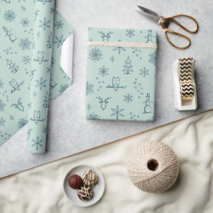 Winter Things Wrapping Paper - Mint + Peacock