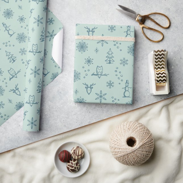 Winter Things Wrapping Paper - Mint + Peacock (Crafts)
