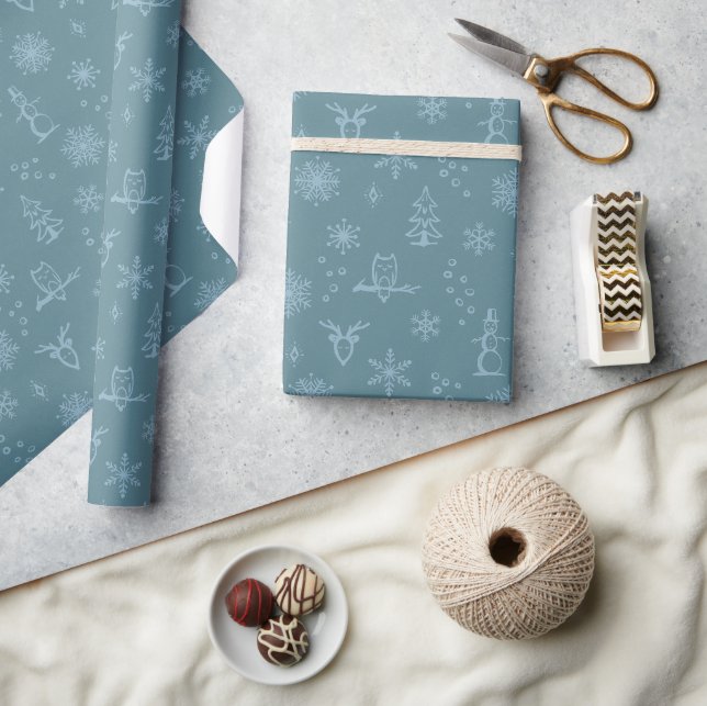 Winter Things Wrapping Paper - Peacock + Sky (Crafts)