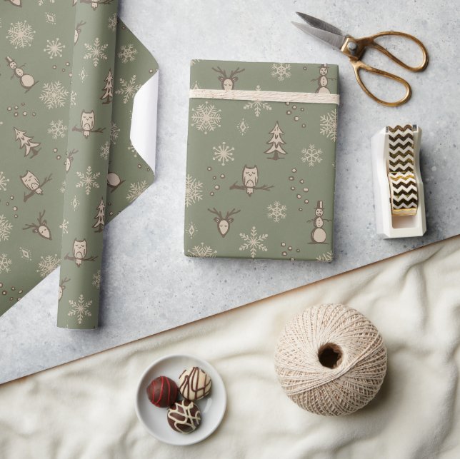 Winter Things Wrapping Paper - Sage, Earth, Dove (Crafts)