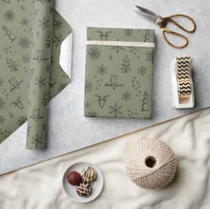 Winter Things Wrapping Paper - Sage + Pine