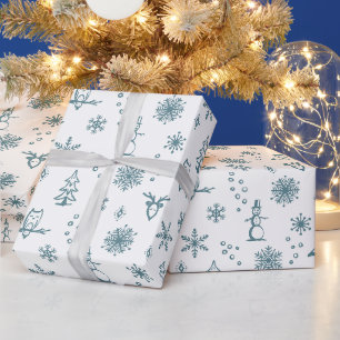 Winter Things Wrapping Paper - Snow + Peacock