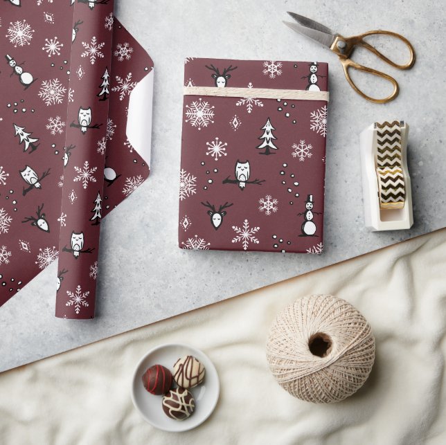 Winter Things Wrapping Paper - Wine, Coal, Snow (Crafts)