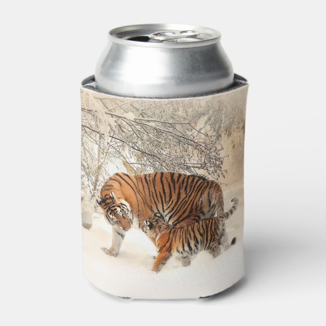 Winter Tigers custom monogram can cooler (Can Front)