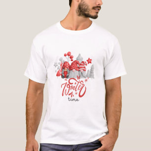 "Winter Time" Cute Christmas Gnomes Holiday T-Shirt