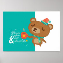 Winter time Joys Teddy Bear Poster
