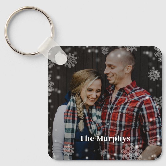 Winter Time Personalised Photo Keychain (Front)