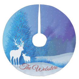 Winter Time With Deer Brushed Polyester Tree Skirt