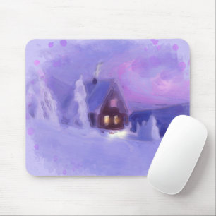 Winter Top Of The Mountains Chalet White Firs Mouse Pad