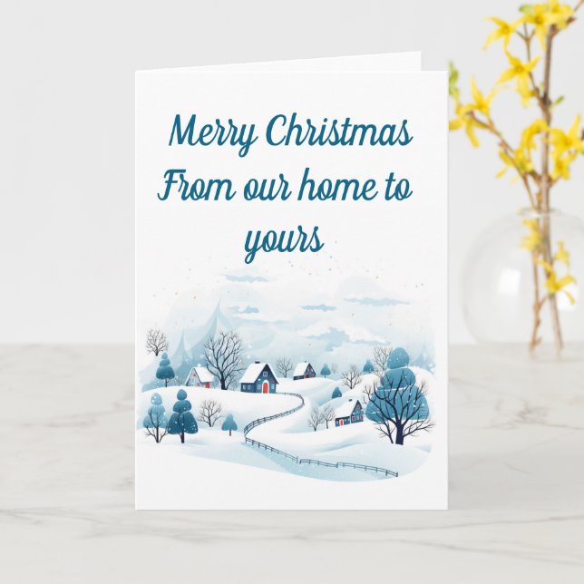 Winter town editable Christmas card (Yellow Flower)