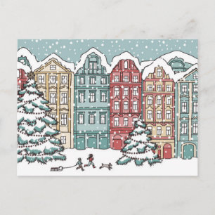 Winter Town Scene Postcard