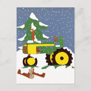 Winter Tractor Postcard