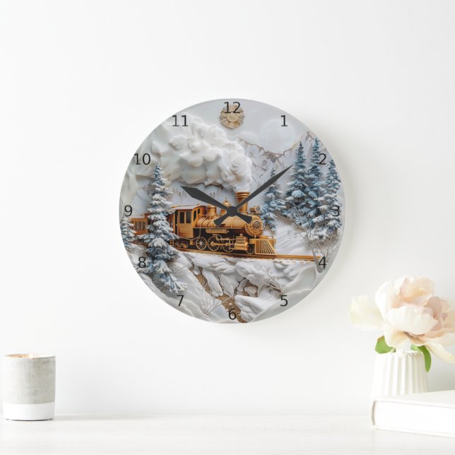 Winter train journey, elegance large clock (Home)