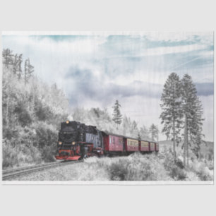 winter train tissue paper