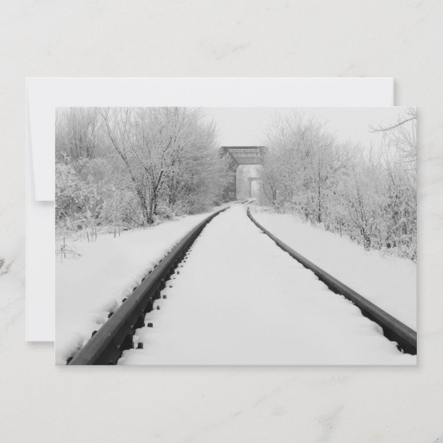 Winter Train Tracks Holiday Card (Front)