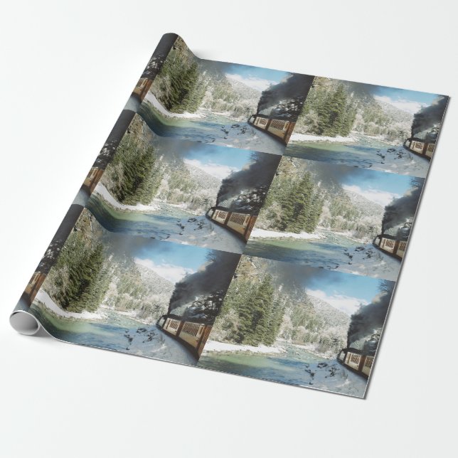 Winter Train Wrap Wrapping Paper (Unrolled)