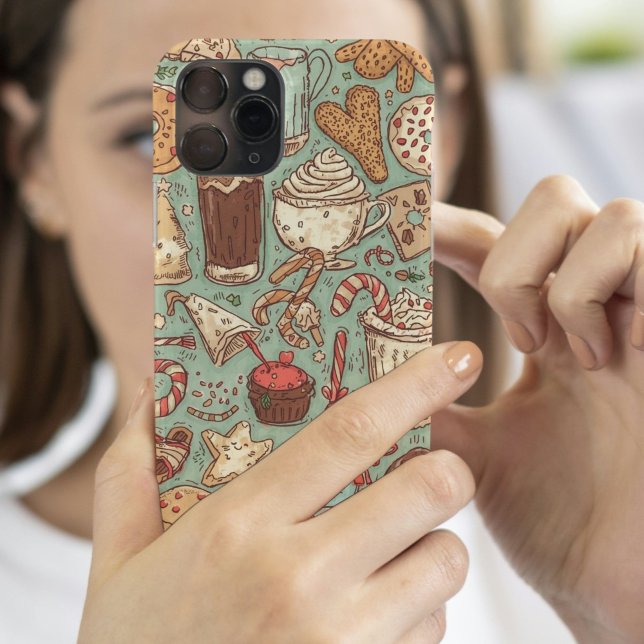 Winter Treats & Drinks Pattern | Cosy Café Holiday iPhone Case (Creator Uploaded)