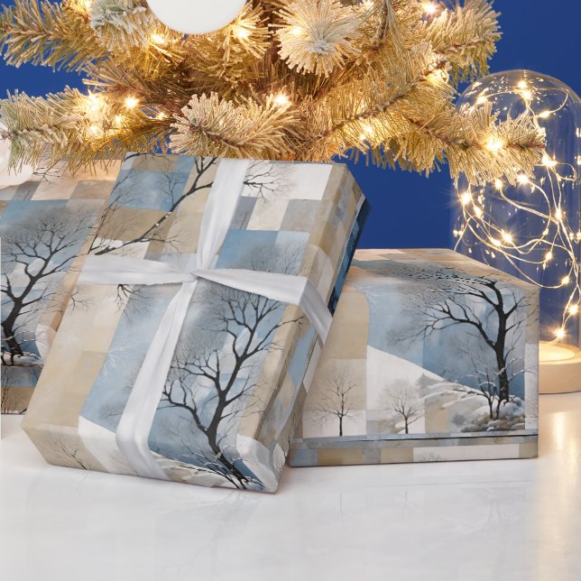 Winter Tree Abstract Geometric Pattern Wrapping Paper (Holidays)