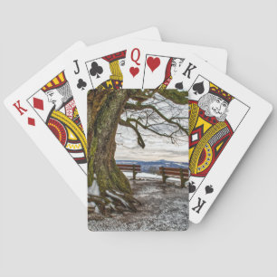 Winter Tree and Benches Playing Cards