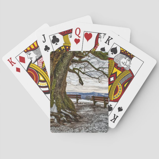 Winter Tree and Benches Playing Cards (Back)
