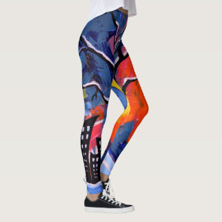 Winter Tree and City Lights Original Artwork Leggings
