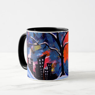 Winter Tree and City Lights Original Artwork Mug