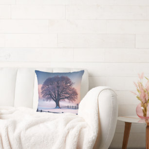 Winter Tree and Fence Cushion
