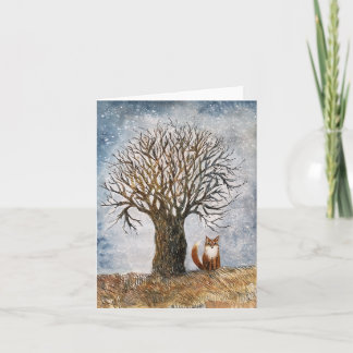 Winter tree and fox card
