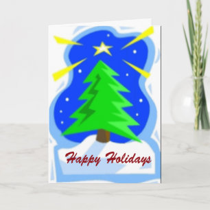 Winter Tree And North Star Custom Greetings Card
