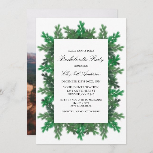 Winter Tree Branches Photo Bachelorette Party Invitation (Front/Back)