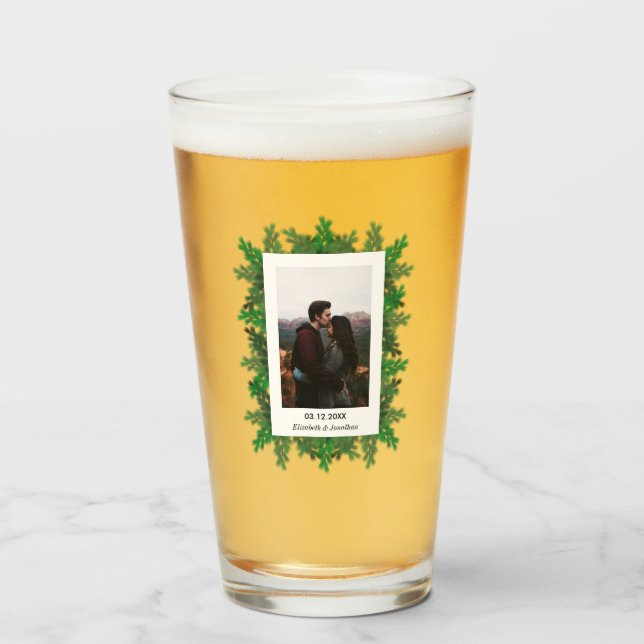 Winter Tree Branches Photo Wedding Glass (Front Filled)
