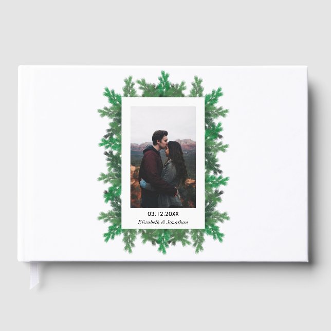Winter Tree Branches Photo Wedding Guest Book (Front)