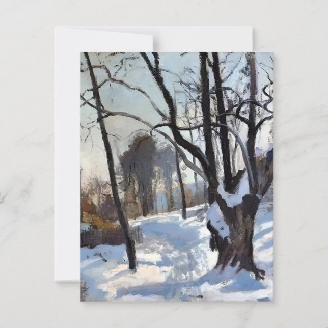 Winter Tree In Oils Holiday Card (Front)