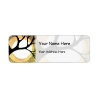 Winter Tree on Gold Background Cross Hatched