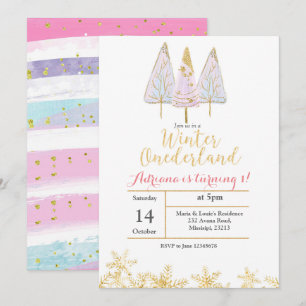 Winter Tree Onederland Birthday Invitation