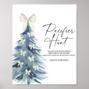 Winter tree pacifier hunt baby shower game poster