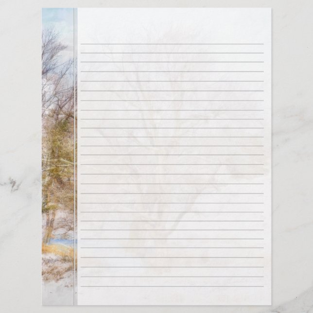 Winter Tree Scene Art Writing Paper (Front)