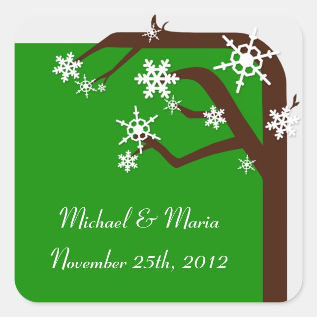 Winter Tree Snowflake Envelope Seals / Stickers (Front)